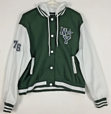 NY Since 1976 Sudadera con Capucha Mujer XL Verde Sudadera Frontal A Presión Charlotte Russe Foto 1 de 4