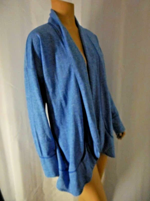 Cárdigan Suéter TALBOTS Talla Grande Azul Columpio Abierto Tejido Tejido Foto 1 de 4