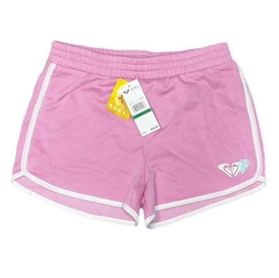 Shorts de moletom Roxy rosa branco elástico puxador feminino grande 14 16 novo com etiquetas - Imagem 1 de 4