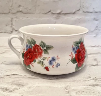 Large Portmeirion Red Blue Roses Flowers Floral Chamber Pot Planter - Image 1 of 3