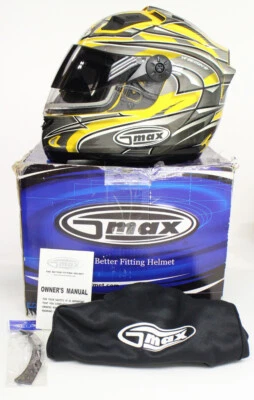 Casco Completo Gmax YF Diseño Amarillo Motocicleta 68S L Adulto Moto Nieve Reflector Foto 1 de 4