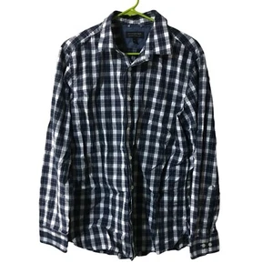 BANANA REPUBLIC BLUE PLAID SOFT WASH TAILORED SLIM FIT LONG SLEEVE BUTTON DOWN S - Picture 1 of 4