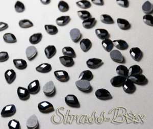 Hotfix DMC Tropfen JET 7mm x10mm  Stückzahl wählbar Schwarz Glas Strasssteine - Picture 1 of 18