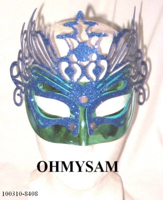 5 NEW BLUE COLOR FACE MASK COSTUME PARTY MARDI GRAS CARNIVAL HALLOWEEN  E/TIES - Image 1 of 2