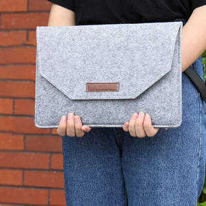 Laptop Wool Felt Bag Sleeve Cover 13 Inch For Macbook Notebook With Mousepad Bag - Photo 1/20