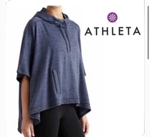 Athleta Womens Blissful Cowl Neck Active Hoodie Sweatshirt Size M Blue - Picture 1 of 8