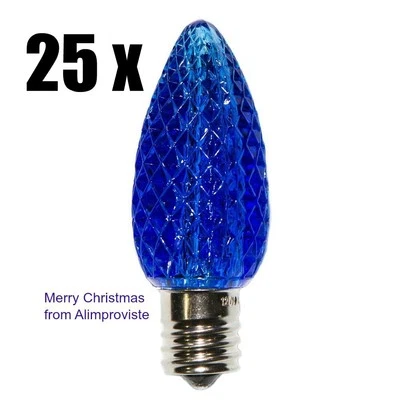 25-PK LED C9 Light Bulb BLUE Faceted CHRISTMAS Replacement 5 Diode E17 NEW - Image 1 of 4