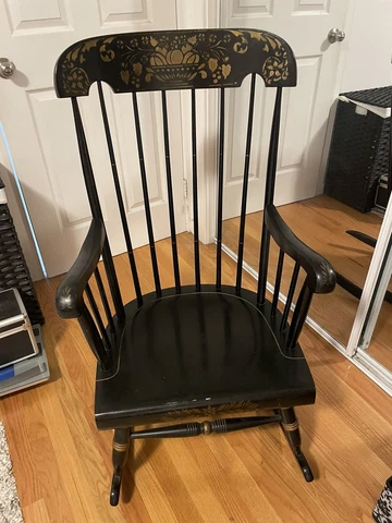 Antique vintage wood rocking chair. Black Cover