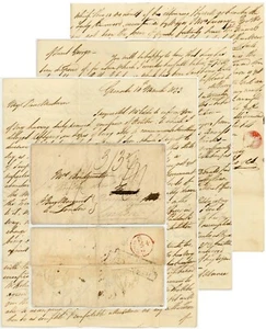 GRENADA BWI 1823 LETTER HAYES to MRS BRIDGWATER BY SHIP MARGARET + PLYMOUTH S.L. - Picture 1 of 6