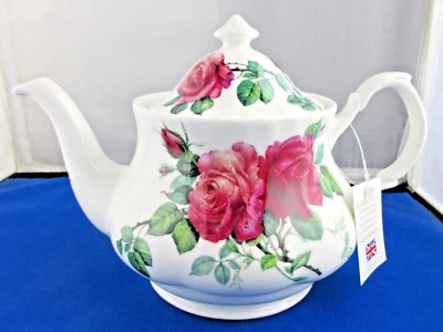 ENGLISH ROSE Fine Bone China 6 cup Teapot from Roy Kirkham, Made in England 36oz - Image 1 of 4