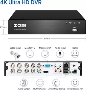 ZOSI 4K 8MP 8CH H.265+ DVR Recorder 2TB HDD für 8MP CCTV Kabel Überwachugssystem - Bild 1 von 6