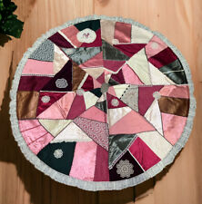 Vintage Handmade Patchwork Quilt Christmas Tree Skirt Round 44” "A" 1989 Ruffle