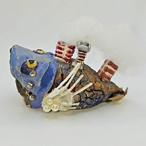 Sculpture Artisan Signed AHD FISH City OOAK ANTHROPOMORPHIC Handmade FIGURE  - Picture 1 of 15