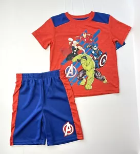 Marvel Averagers Boys Size 4 outfit 2 Piece Set Tee Shirt + Shorts - Picture 1 of 8