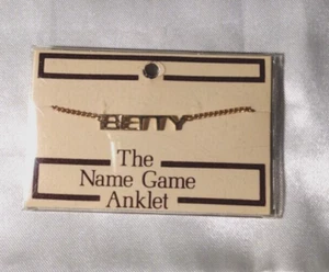 NOS Vintage The Name Game "BETTY" Anklet Gold Plated Personalized - Picture 1 of 2