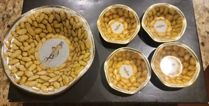 Vintage Planters Mr. Peanut Tin Serving Bowl Set of 5 Metal Nut Appetizer Trays - Picture 1 of 4