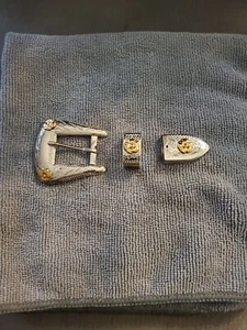 Buckle Western Vintage Solid  Nickel Silver Set 3 Pcs - Picture 1 of 7