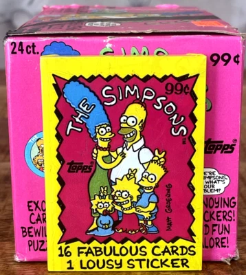 1990 TOPPS THE SIMPSONS TV Show🍿JUMBO PACK 16 Cards 1 Sticker VINTAGE MINT OVP!
