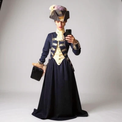 Riding Habit Georgian costume madam pompadour concours d’elgance in hand outfit - Image 1 of 4