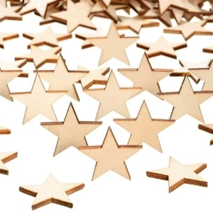 Wood Star Ornament Blanks No Holes Wood Burning Celestial Crafts 1" 10pcs - Picture 1 of 2