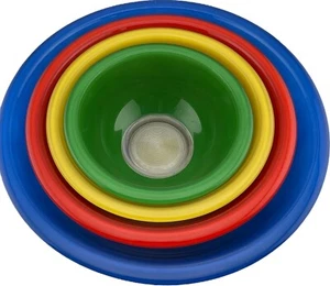 Pyrex Primary Color Clear Bottom Nesting Mixing Bowl Set Of 4, RGBY Vintage - Picture 1 of 22