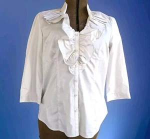 Nuevo Top Para Mujer Ann Taylor Loft Talla 6 Clásico Volantes Abotonados Oficina Preppy - Imagen 1 de 5