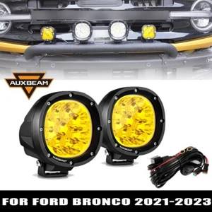 Protector de cepillo de parachoques Auxbeam Bull Bar y luz antiniebla LED ámbar de 4" para Ford Bronco - Imagen 1 de 12