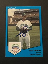 Todd Simmons Signed 1989 ProCards Card Auto Brewers Denver Zephyrs Autograph COA