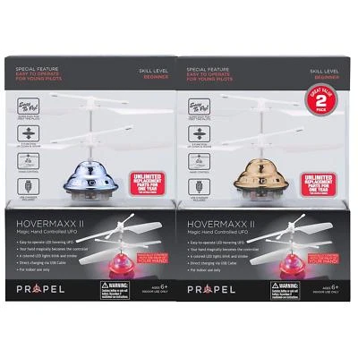 2 count Propel Hovermaxx II Magic Hand Controlled UFO * Red Silver Blue Gold NEW - Image 1 of 2