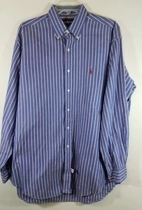 Ralph Lauren Polo Mens Size Large Striped Blue Cotton With Red Pony - Picture 1 of 6