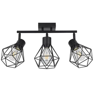 Industrial 3 Light Track Lighting Kit Black Flush Mount Wall/ceiling Spot Lights - Picture 1 of 9