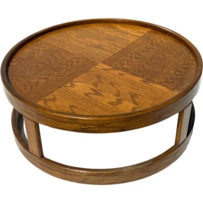 Mesa de centro circular roble posmoderno de mediados de siglo boho muebles howard modernos Foto 1 de 4