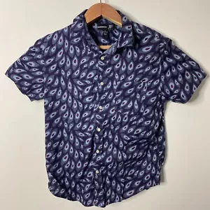 J.Ferrar Shirt Mens Medium Purple Blue Slim Fit Button Up Short Sleeve - Picture 1 of 8