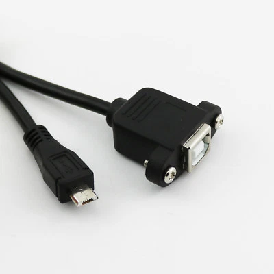 10x Printer Panel Mount USB 2.0 B Female Socket To Micro USB 5Pin Male Cable 1FT - Image 1 of 4