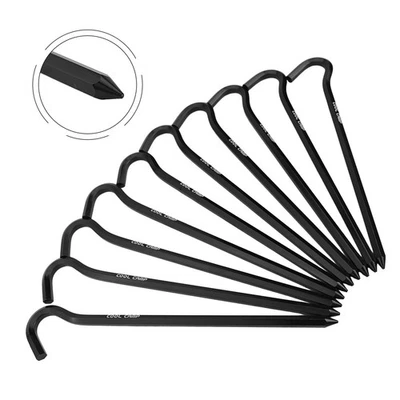 Hexagon Rod Design for Stability Lightweight Aluminum Tent Pegs Set of 10 - Image 1 of 4