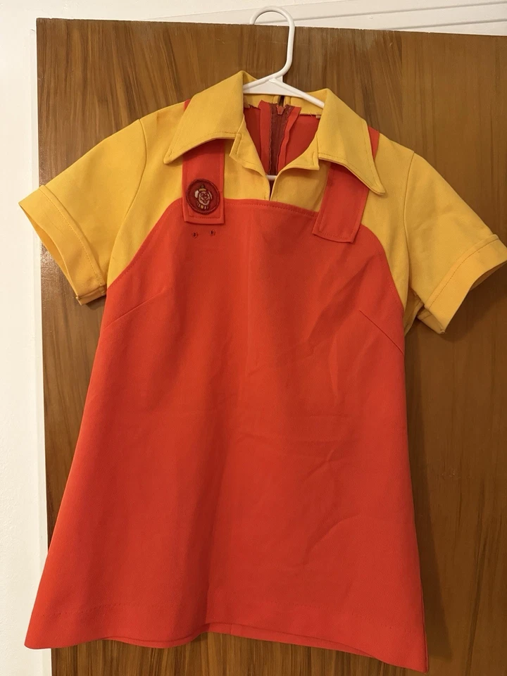 Uniforme Jack In The Box Vintage Años 70 Mujer’s Amarillo Y Naranja Top Foto 1 de 4