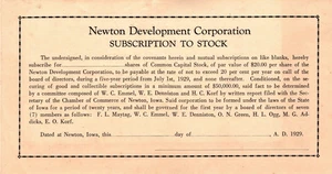 1929 Newton Development Corporation Zeichnung eines Aktienangebots F L Maytag - Bild 1 von 1