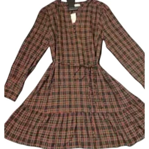 Loft Dress Womens Size Medium Red Green Plaid Long Sleeve Christmas New With Tag - Picture 1 of 14
