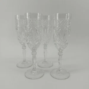 Antikes klares Cristal D'arques Durand geriffeltes Champagner Pressglas mit Fuß - Bild 1 von 24