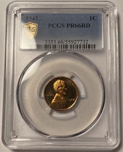 1942 Lincoln Wheat Cent PCGS PR66RD Gem Proof rot - Bild 1 von 6