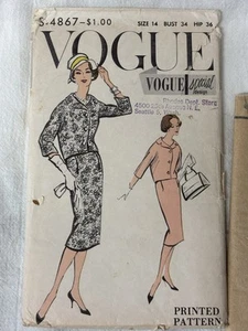 Vogue S-4867 tuta anni '60 modello 34” B mai usata vintage - Foto 1 di 4