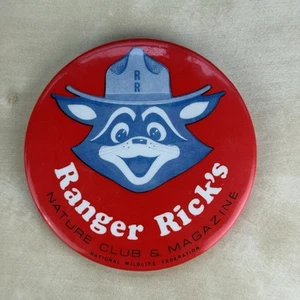 Vintage Ranger Rick's Nature Club & Magazine Large Pin-back Button Racoon RR - Picture 1 of 5