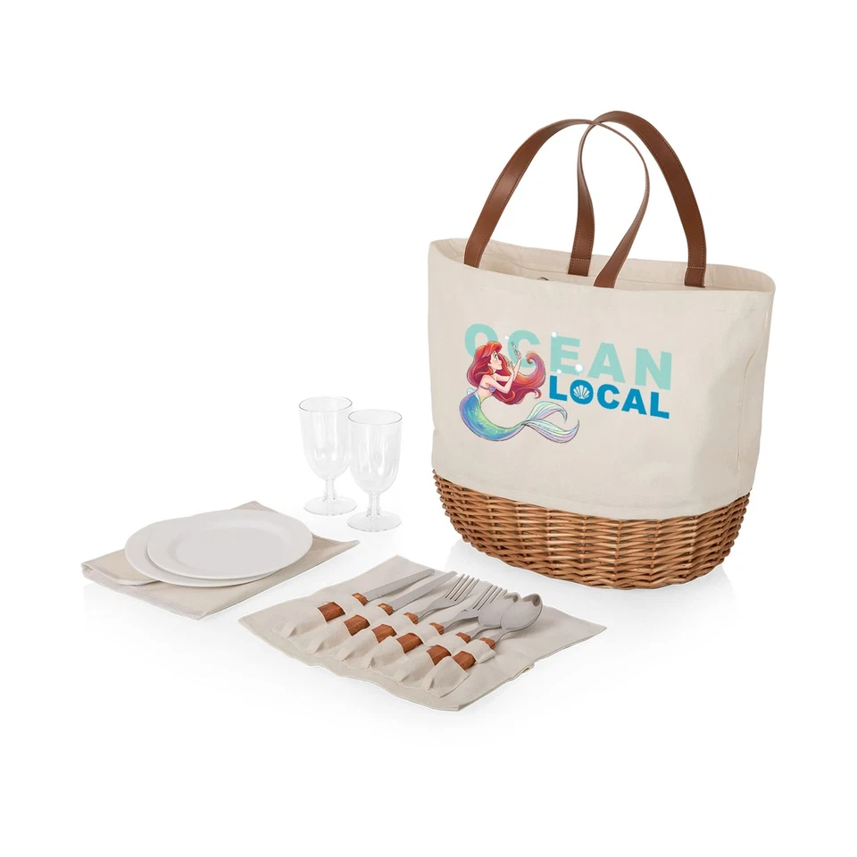 - Cesta de picnic Disney Little Mermaid Promenade para 2 - Juego de picnic con lienzo... Foto 1 de 4