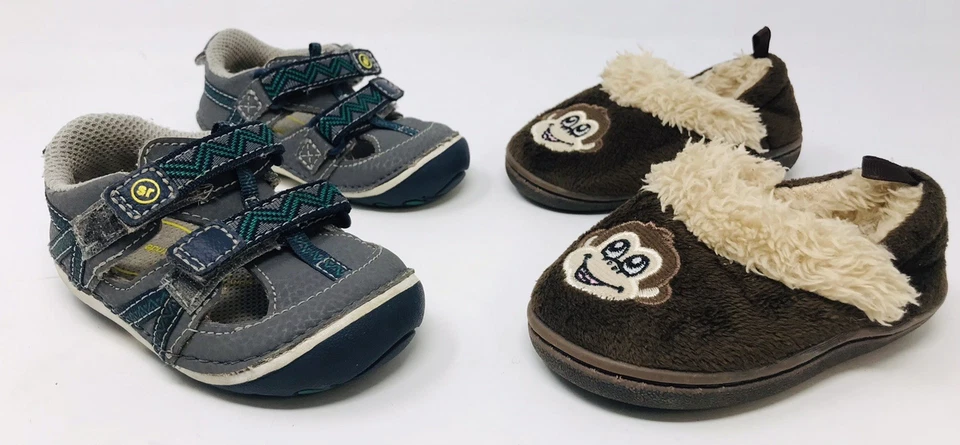Stride Rite Niños SRT Zapatos Gris Verde Talla 4 y Marrón Mono Zapatillas Talla 3 Lote Foto 1 de 4