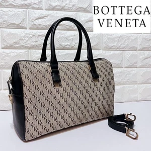 Bottega Veneta Logo Shoulder Bag Handbag Canvas/Leather Beige/Brown 66970c - Picture 1 of 24