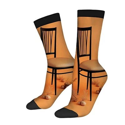 Calcetines de moda unisex (2 pares) - naranja degradado con silla negra bellotas  Foto 1 de 4