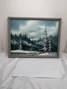 Gerahmtes Gemälde Winterlandschaft signiert vom Künstler 13 x 17 Zoll - Bild 1 von 9