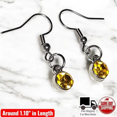 Pendientes de gancho francés colgantes redondos de acero inoxidable con circonita cúbica Foto 1 de 4