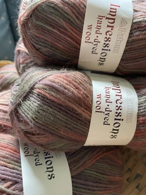 Patons Impressions Hand Dyed Wool Yarn - Brn Olive Rust- 1 Dye Lot- 6 Skeins - Image 1 of 4