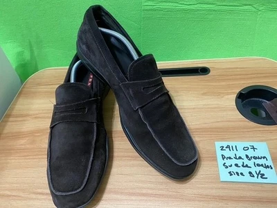 Prada Brown Suede Loafers Men's Driving Shoe. Size reads 9.5 (MEASURED 12") Read - Image 1 of 4